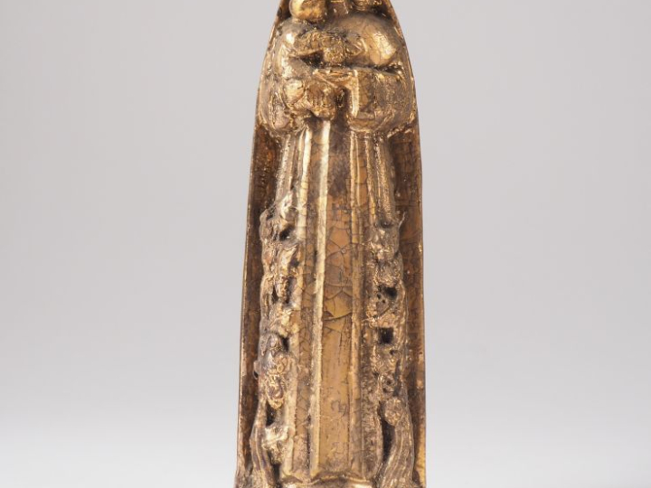 Henri Paul REY.  "Vierge à l'enfant" Sculpture en terre cuite émaillée