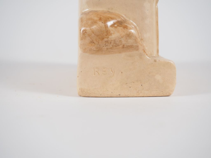 Henri Paul REY.  "Notre Dame de Lourdes" Sujet en faience polychrome H