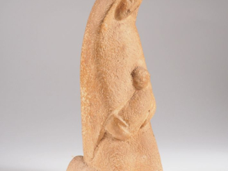 Vente aux enchères Henri Paul REY.  "Vierge à l'enfant" Sculpture en terre cuite Signée H