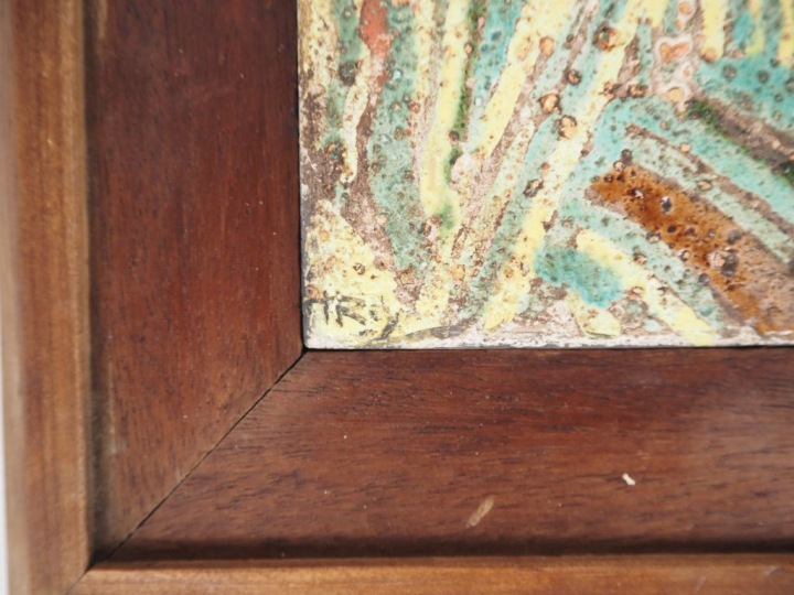 Henri Paul REY.  "Abstraction" Deux plaques en terre cuite émaillée po