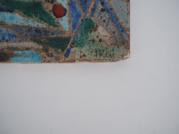 Henri Paul REY.  "Abstraction" Deux plaques en terre cuite émaillée po