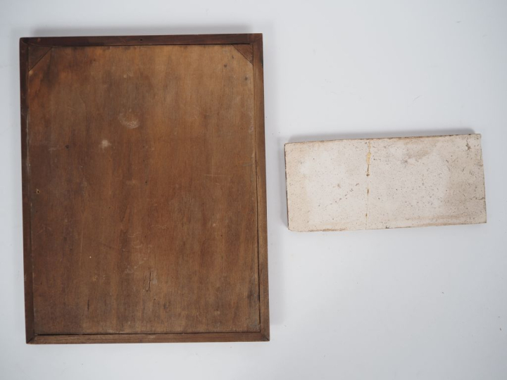 Henri Paul REY.  "Abstraction" Deux plaques en terre cuite émaillée po