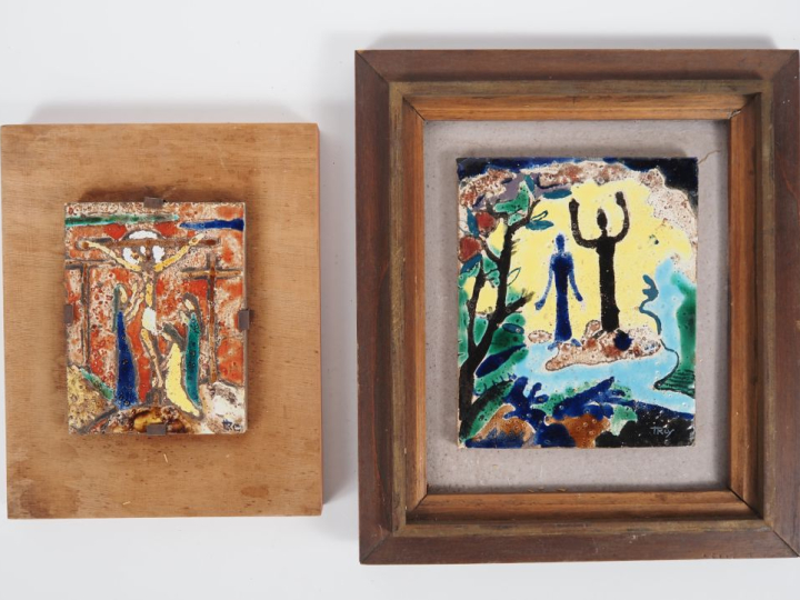 Henri Paul REY.  "Saintes femmes au pied de la croix" et "le jardin d'