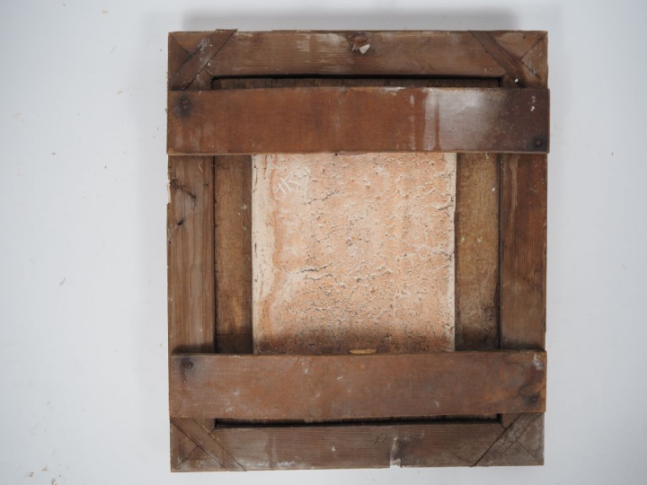 Henri Paul REY. "Crucifixion" Plaque en terre cuite émaillée polychrom