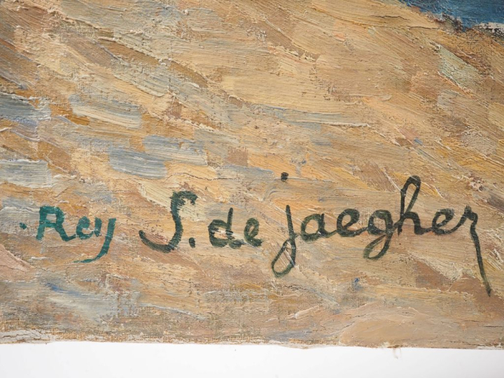 Suzanne REY de JAEGHER. "Port breton à marée basse" Huile sur toile, s