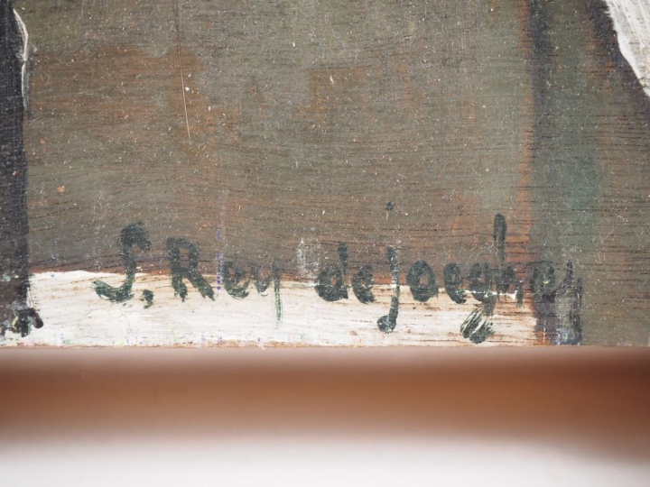 Suzanne REY de JAEGHER.  "Paris sous la neige".  Huile sur panneau, si