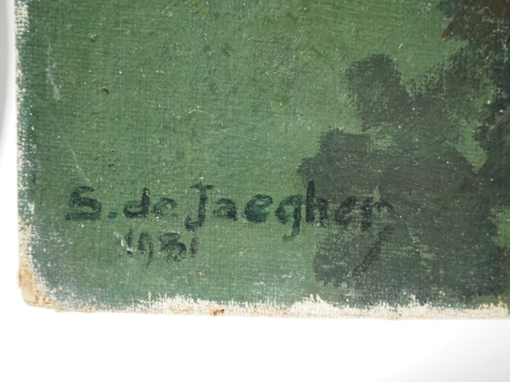 Suzanne REY de JAEGHER.  "Paysage du Morvan".  Huile sur toile, signée