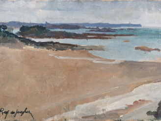 Vente aux enchères Suzanne REY de JAEGHER. "Bord de mer en Bretagne".  Huile sur toile, s