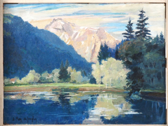 Vente aux enchères Suzanne REY de JAEGHER. "Samoens, le lac aux dames, Haute-Savoie" Huil