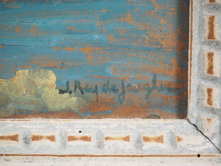 Suzanne REY de JAEGHER.  "La côte sauvage ".  Huile sur panneau, signé