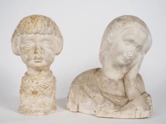 Vente aux enchères Paul MANAUT.  "portrait de fillette"  Platre non signé H. 33 cm on y j