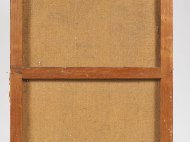 Paul MANAUT.  "Jeune fille étendant le linge" Huile sur toile, non sig