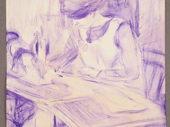 Mario CAVAGLIERI.  Très bel ensemble de 13 dessins à l'encre violette 