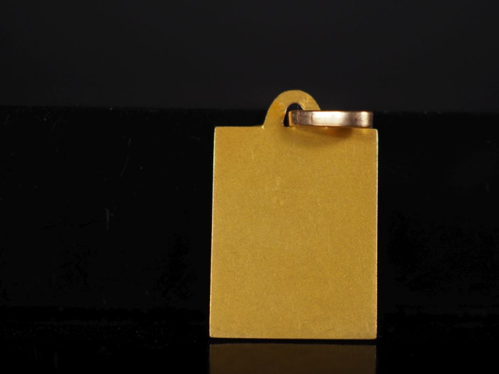 Médaille de baptême rectangulaire en or 750 "Profil de Sainte Vierge" 