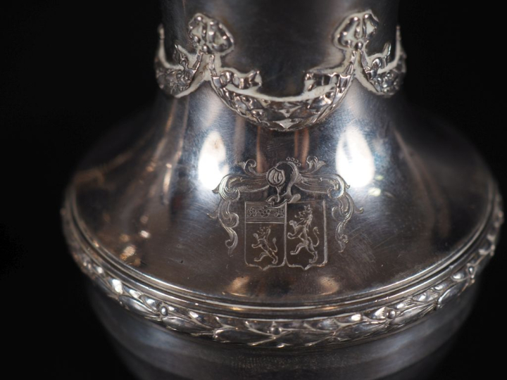 Partie de service à café en argent 925, de style Louis XVI à décor de 