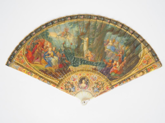 Vente aux enchères Eventail XVIIIème à feuilles brisées. 28 Brins + 2MB. Monture en ivoir