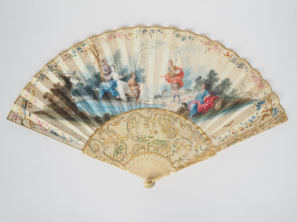 Vente aux enchères Eventail XVIIIème. Monture anglaise à 20 brins + 2 MB. Monture en ivoi