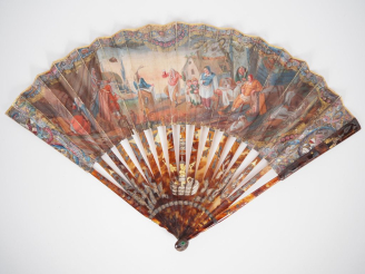 Vente aux enchères Eventail XVIIème. 16 brins + 2 MB. Monture écaille squelette avec musi