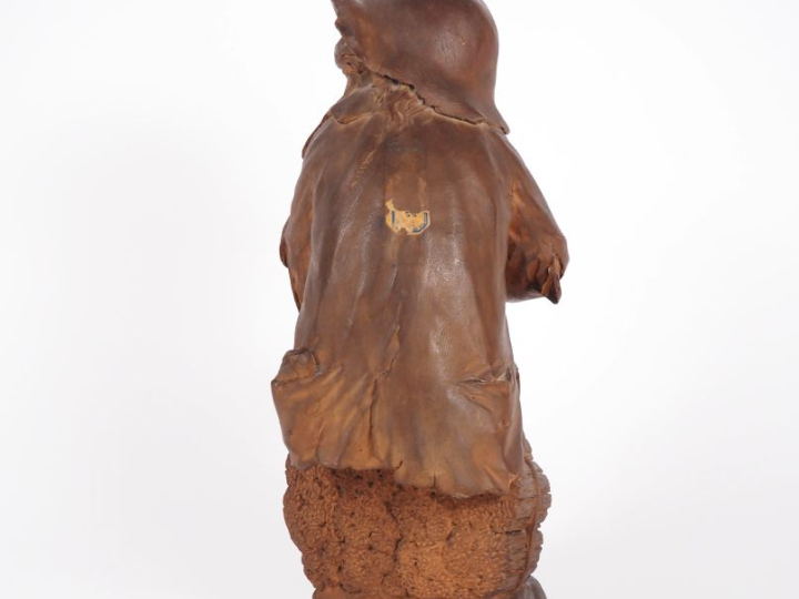 Sujet XIXème en terre cuite "le petit paysan à la cruche" H. 33 cm