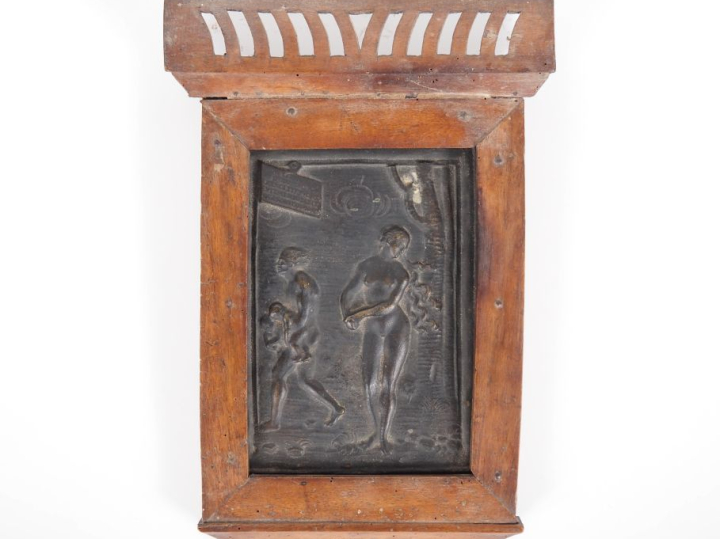 Plaque en bronze XVIIIème (?) "Histoire de Romulus et Rémus"  Dans un 