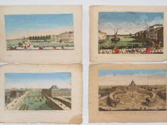 Vente aux enchères Ensemble de 17 vues d'optique "vues de ville". (mouillures)