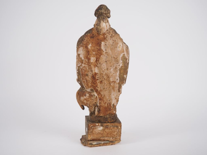 Sculpture en bois polychrome XVIIIème "Saint Antoine" H. 46 cm  (manqu