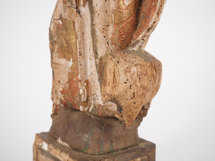 Sculpture en bois polychrome XVIIIème "Saint Antoine" H. 46 cm  (manqu
