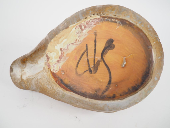 Brule parfum en grès brun en forme de chouette. H. 18 cm