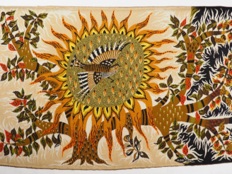 Vente aux enchères M. REY.  "l'aube" Tapisserie en laine polychrome   Edition Robert Four
