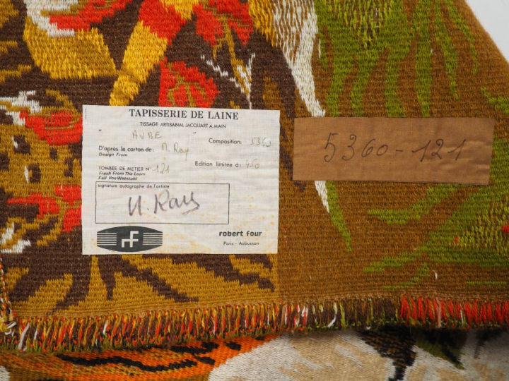 M. REY.  "l'aube" Tapisserie en laine polychrome   Edition Robert Four