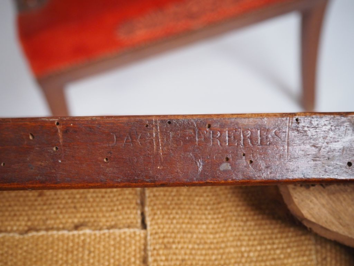 JACOB FRERES, Rue Meslé. Canapé, paire de fauteuils et paire de chaise