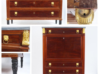 Vente aux enchères COURTE. (estampillé) Mobilier Consulat en acajou et placage d'acajou, 