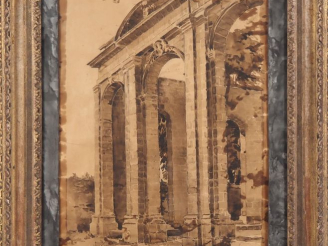 Vente aux enchères Ecole française fin XIXème début XXème. "Paysage aux ruines" Encre et 