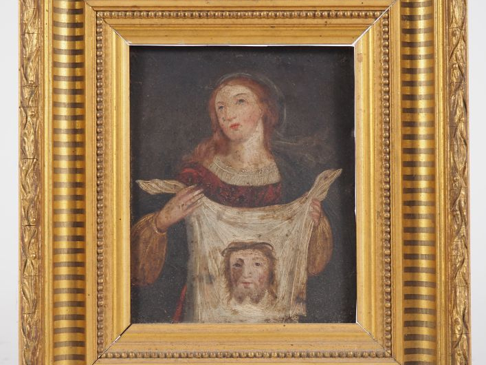 Ecole italienne XIXème.  "Sainte Véronique présentant la Sainte Face" 
