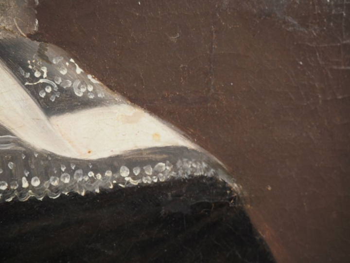 Ecole française début XIXème. "Portrait de femme à la robe noire". Hui