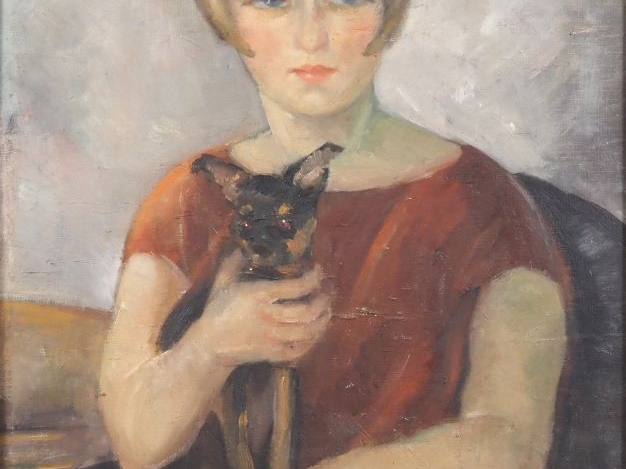 K.E BIORN. "Jeune fille" Huile sur toile, signée en bas à droite. Dim.