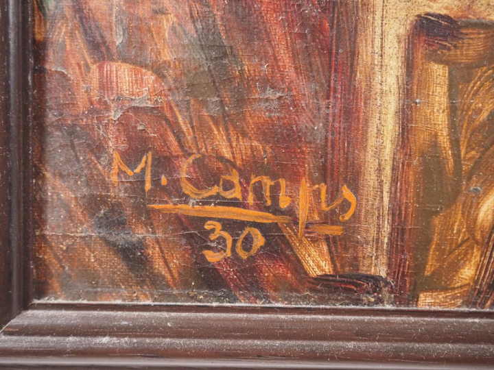 M. CAMPS.  "Allégorie" Huile sur toile, signée en bas à gauche et daté