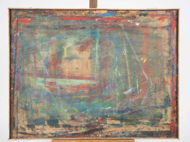 FAUCHE. (attribué à). "Composition" Technique mixte signée au dos  Dim