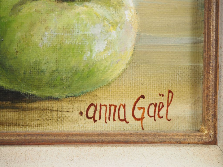 Anna GAEL. "les Iris mauves" Huile sur toile, signée en bas à droite D