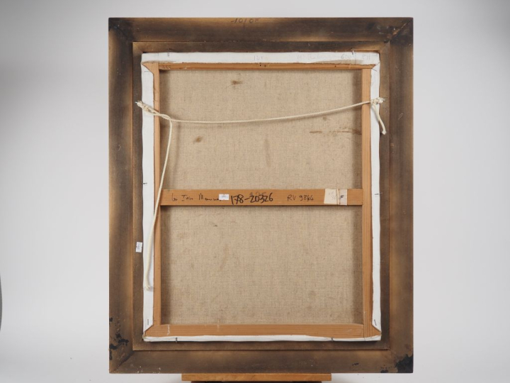 Anna GAEL. "les Iris mauves" Huile sur toile, signée en bas à droite D