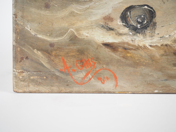A. GINS.  "Marine" Huile sur panneau, signée en bas à gauche Dim. 21,5