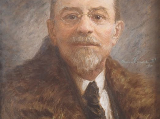 GIRARD.  "Portrait d'homme aux lunettes" Pastel, signé en bas à droite