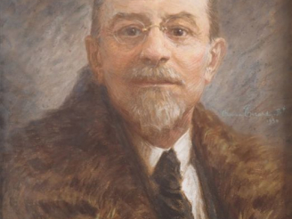 Vente aux enchères GIRARD.  "Portrait d'homme aux lunettes" Pastel, signé en bas à droite