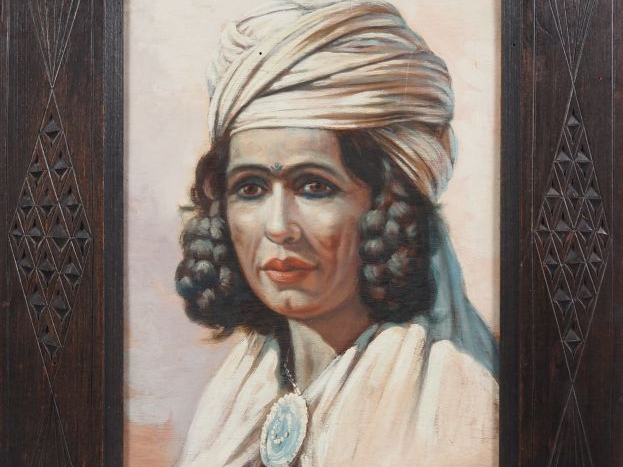 L. GRANATA. "portrait de jeune mauresque" Huile sur panneau, signée en
