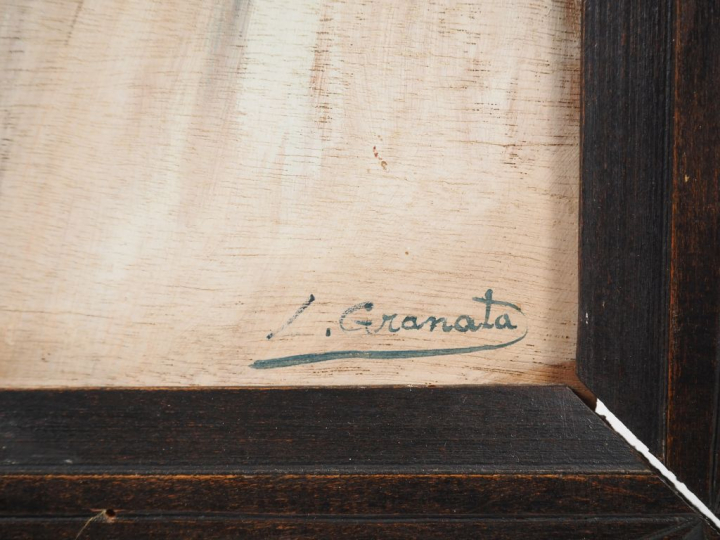 L. GRANATA. "portrait de jeune mauresque" Huile sur panneau, signée en