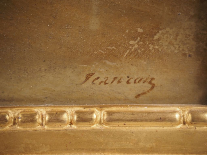 Pierre Auguste JEANRON (1809-1977) "Enfants dans la neige"  Huile sur 