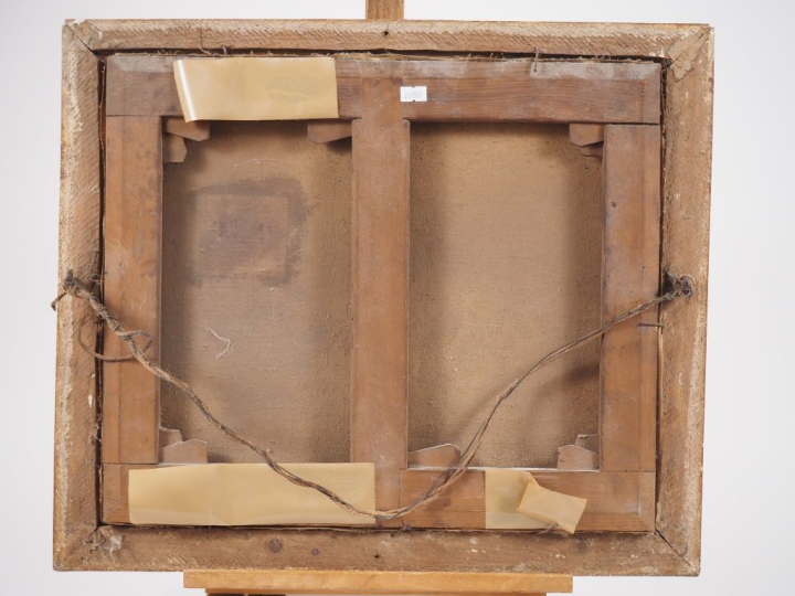 Pierre Auguste JEANRON (1809-1977) "Enfants dans la neige"  Huile sur 