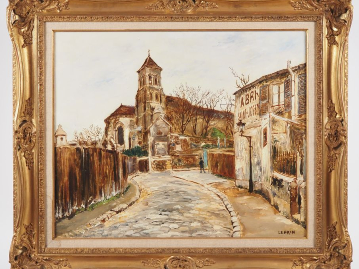 Marcel LEPRIN.  "l'abri St Joseph" Huile sur toile, signée en bas à dr