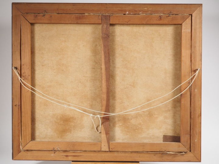 Eugène Léon LABITTE. "Etreinte dans un champs". Huile sur toile, signé