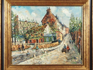 Vente aux enchères Robert LAVOINE.  "Montmartre, le lapin agile" Huile sur toile, signée 
